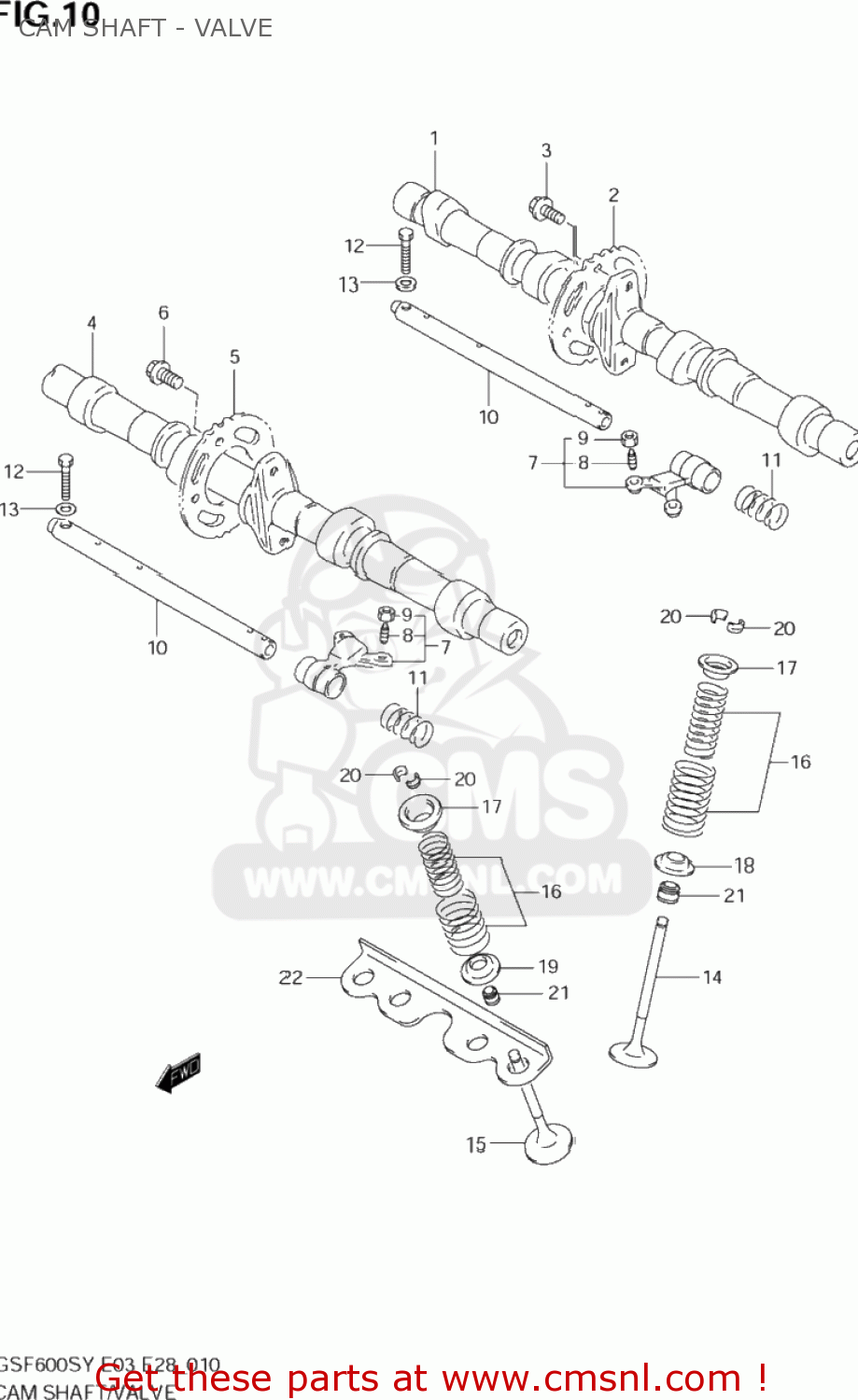 CAM SHAFT - VALVE GSF600S BANDIT 2002 (K2) USA (E03)
