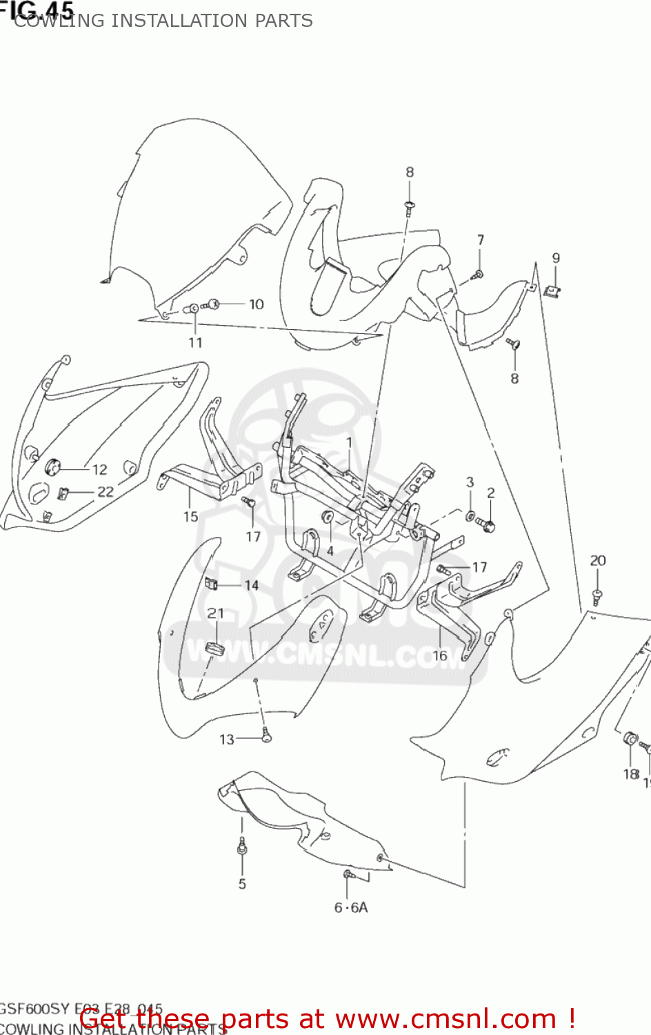 COWLING INSTALLATION PARTS GSF600S BANDIT 2002 (K2) USA (E03)