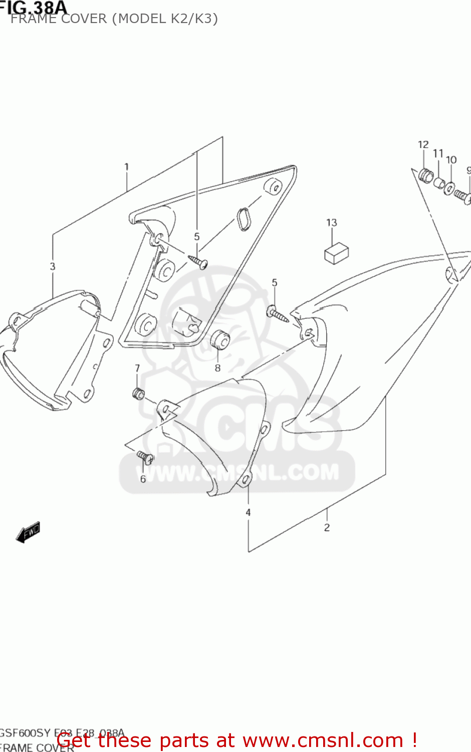 FRAME COVER (MODEL K2/K3) GSF600S BANDIT 2002 (K2) USA (E03)
