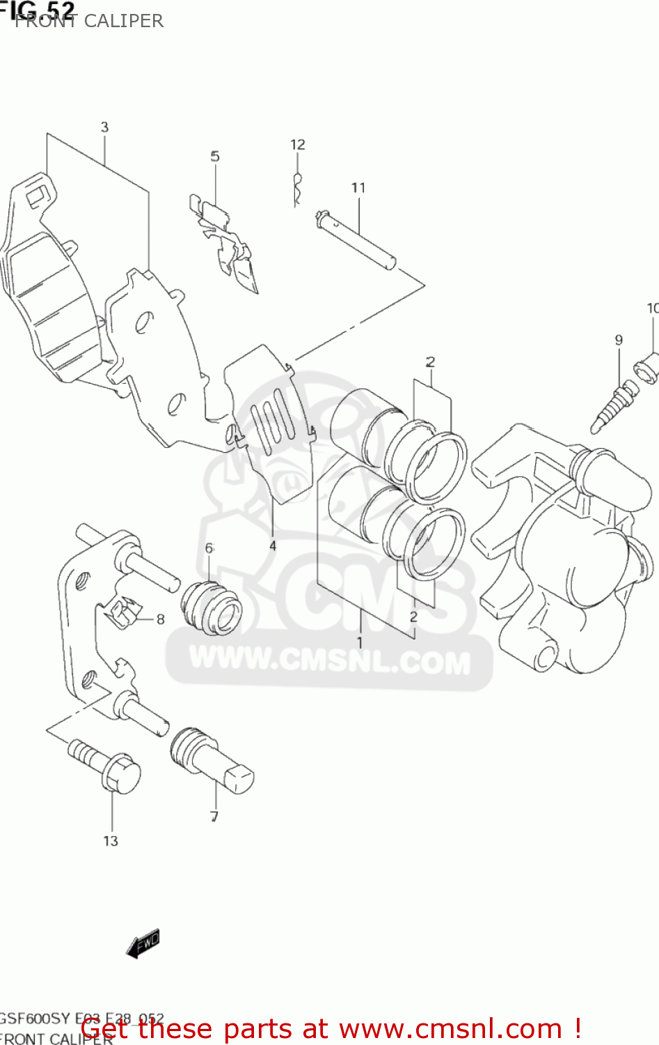 FRONT CALIPER GSF600S BANDIT 2002 (K2) USA (E03)