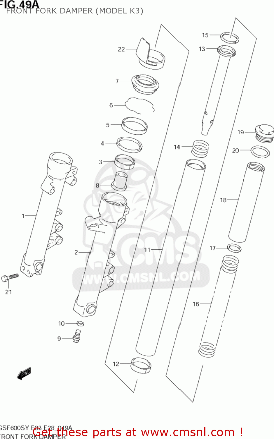 FRONT FORK DAMPER (MODEL K3) GSF600S BANDIT 2002 (K2) USA (E03)
