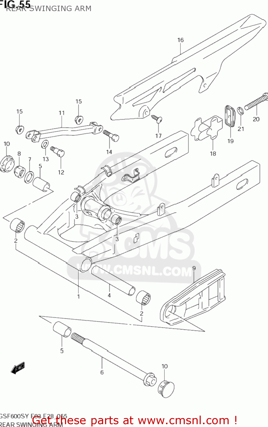 REAR SWINGING ARM GSF600S BANDIT 2002 (K2) USA (E03)
