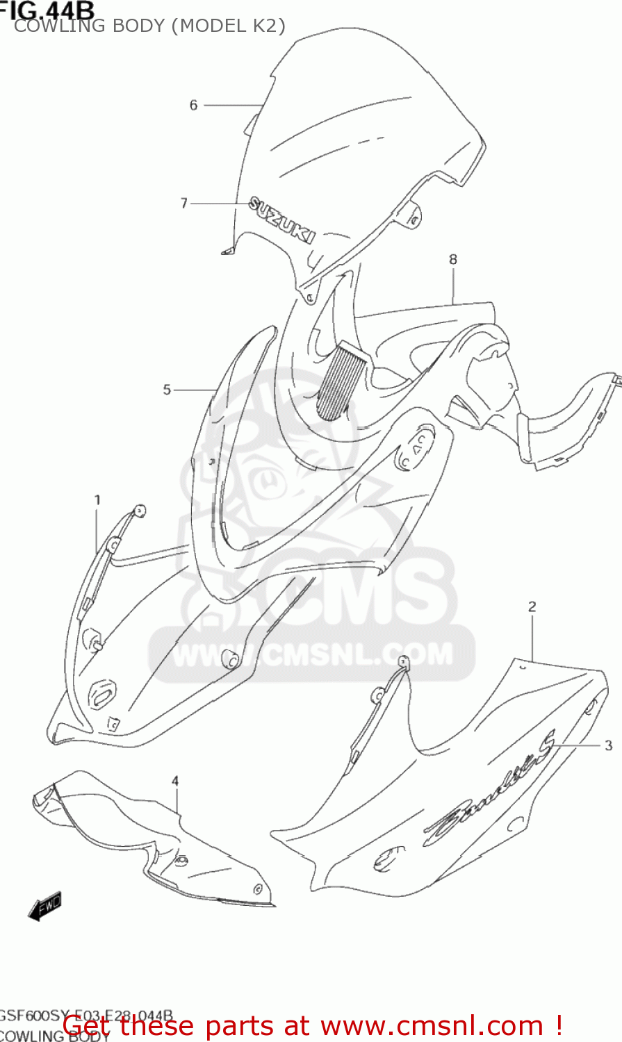 COWLING BODY (MODEL K2) GSF600S BANDIT 2003 (K3) USA (E03)