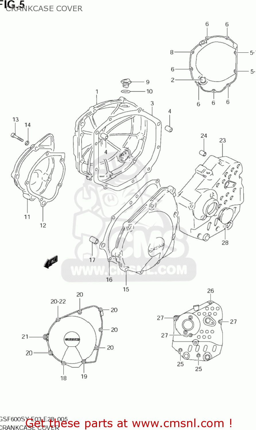 CRANKCASE COVER GSF600S BANDIT 2003 (K3) USA (E03)