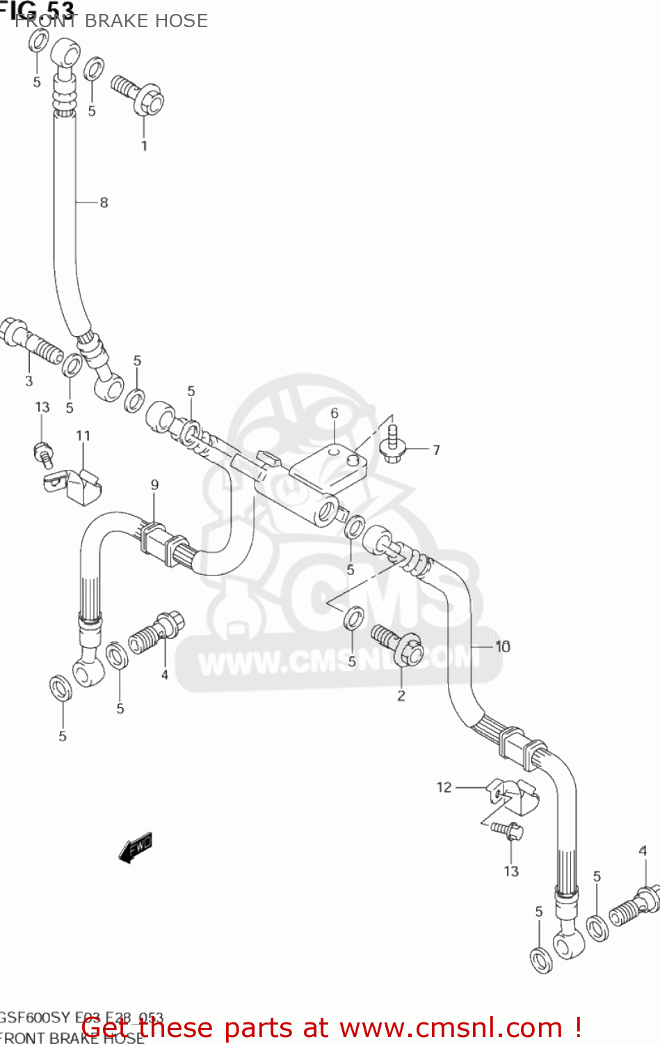 FRONT BRAKE HOSE GSF600S BANDIT 2003 (K3) USA (E03)