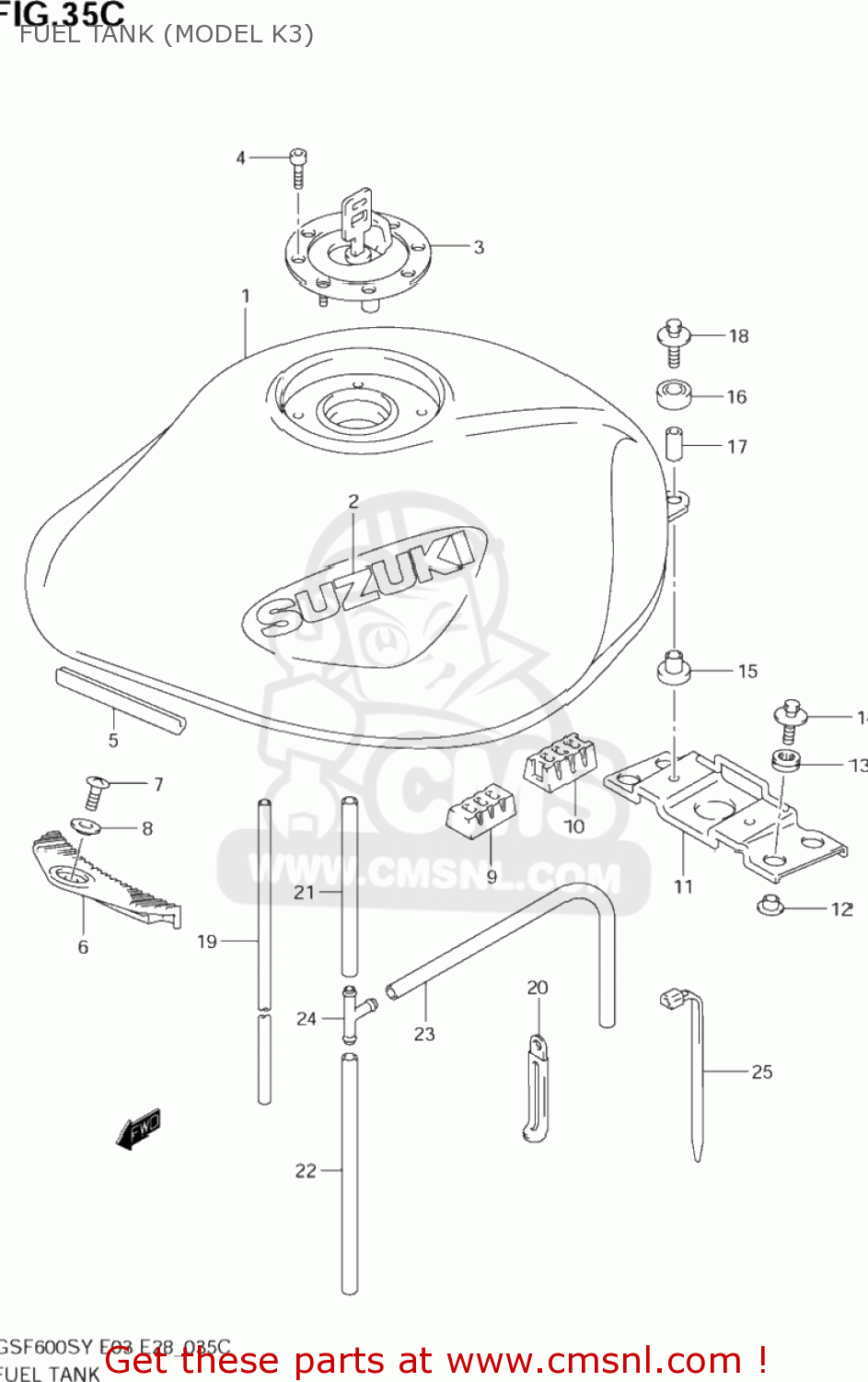 FUEL TANK (MODEL K3) GSF600S BANDIT 2003 (K3) USA (E03)
