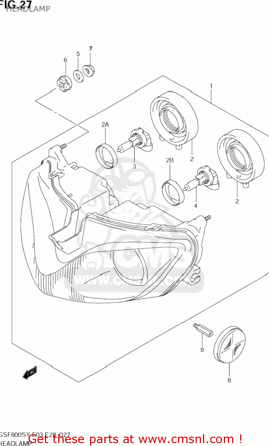 HEADLAMP GSF600S BANDIT 2003 (K3) USA (E03)