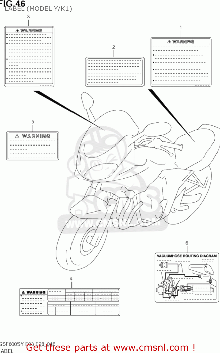 LABEL (MODEL Y/K1) GSF600S BANDIT 2003 (K3) USA (E03)