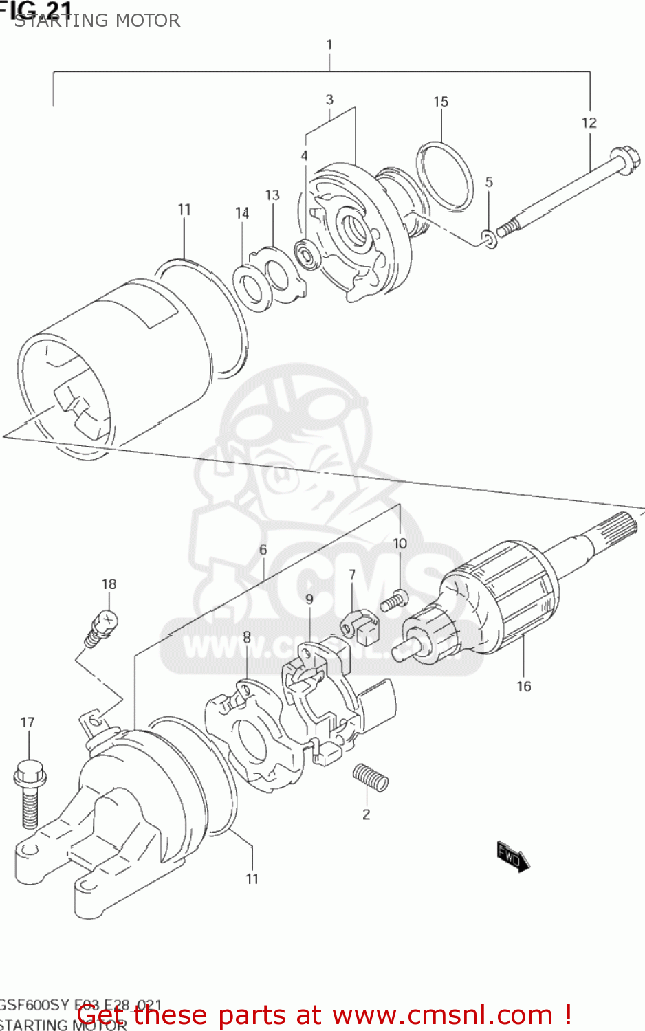STARTING MOTOR GSF600S BANDIT 2003 (K3) USA (E03)