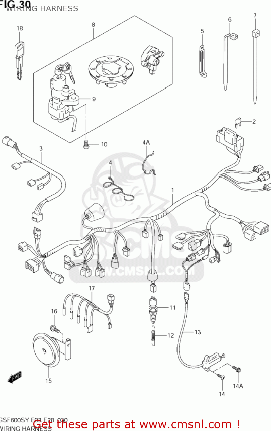 WIRING HARNESS GSF600S BANDIT 2003 (K3) USA (E03)