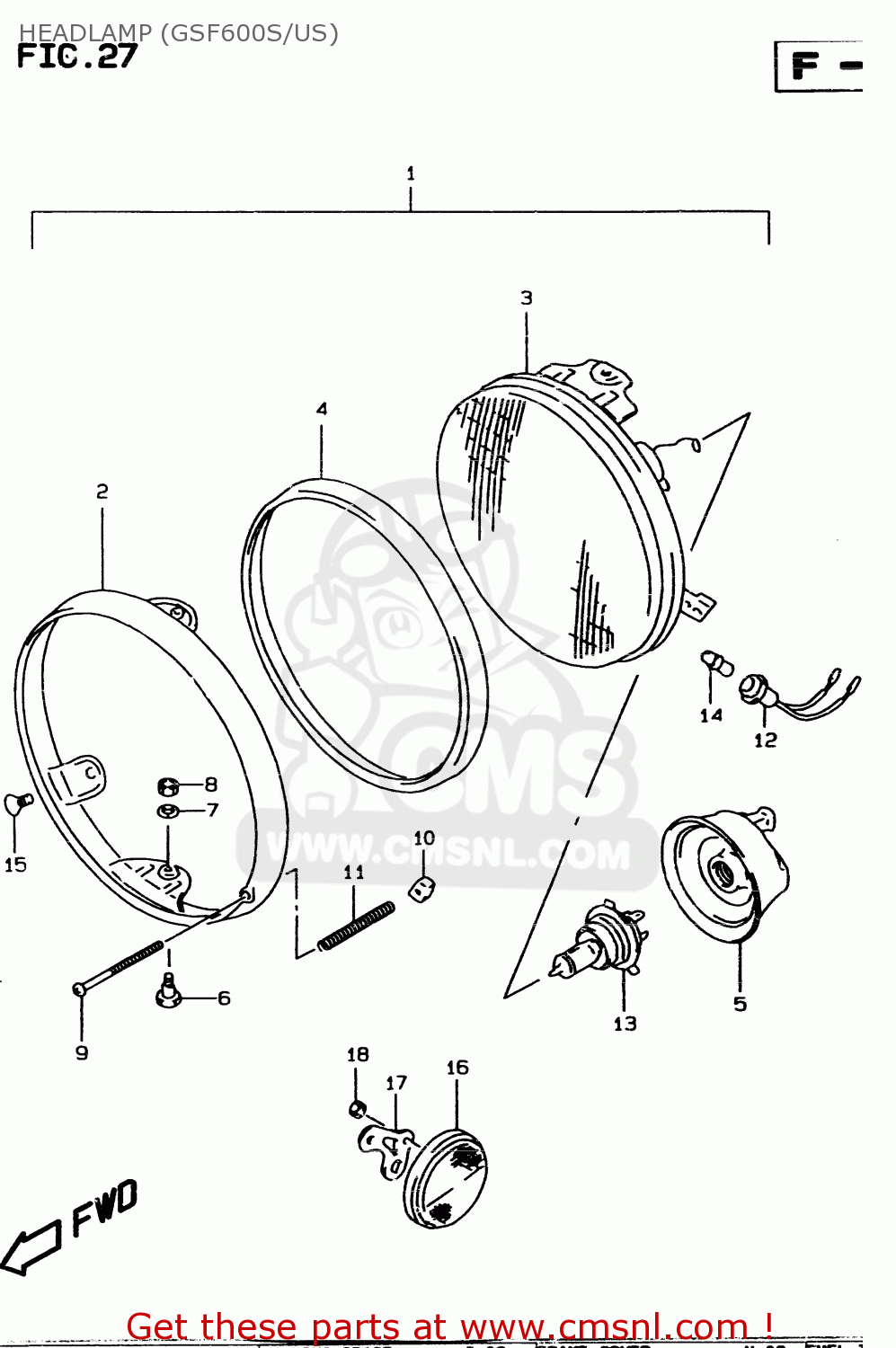 HEADLAMP (GSF600S/US) GSF600SU 1997 (V) GERMANY (E22)