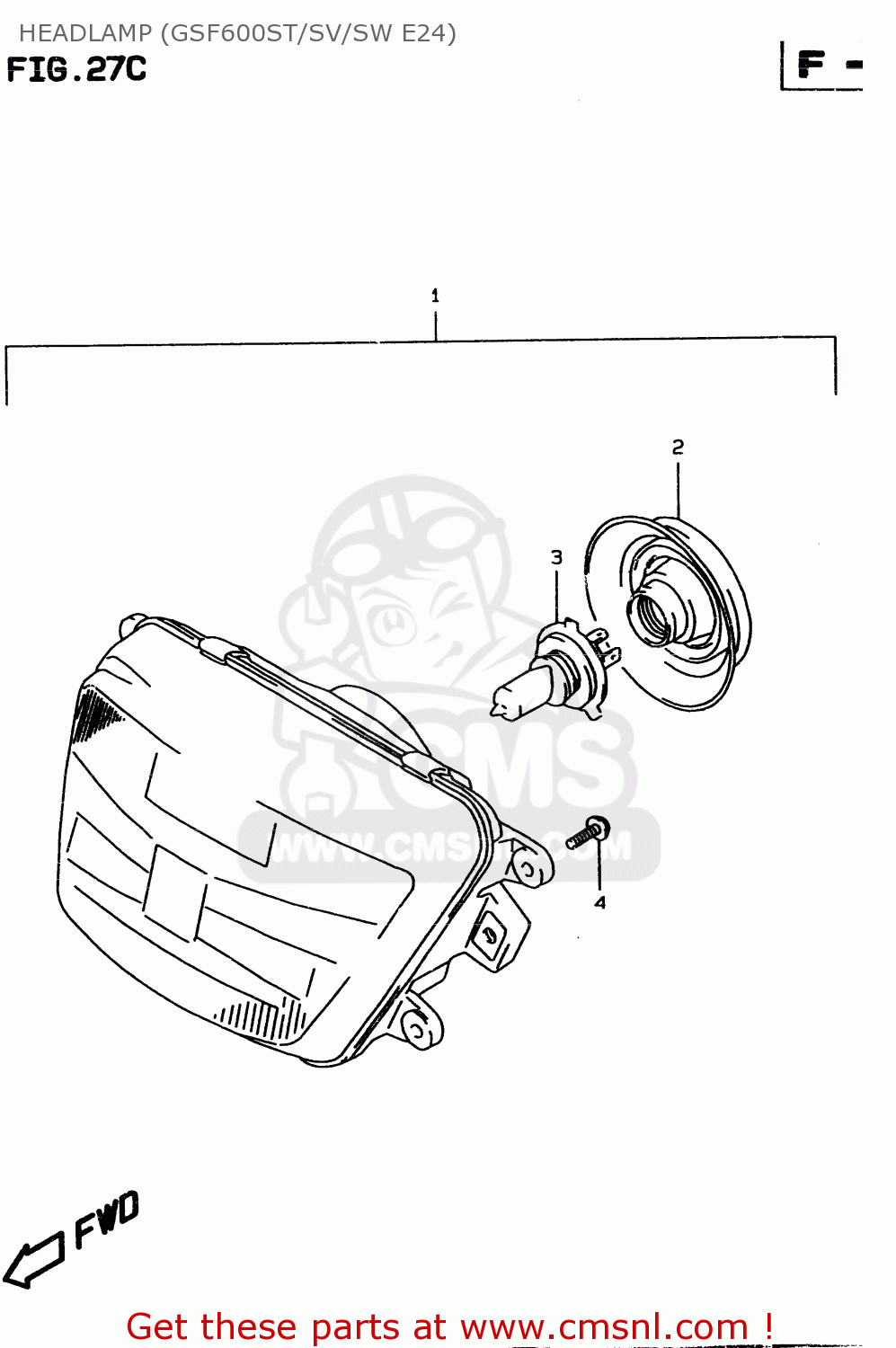 HEADLAMP (GSF600ST/SV/SW E24) GSF600SU 1999 (X) GERMANY (E22)
