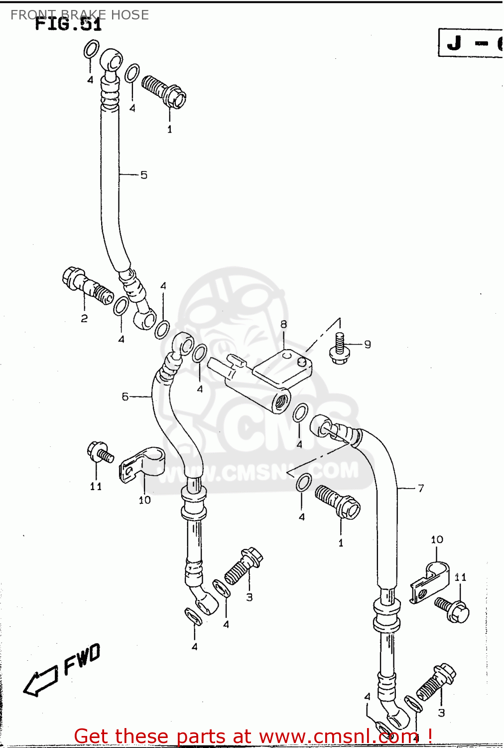 FRONT BRAKE HOSE GSF600U 1995 (S) GERMANY (E22)