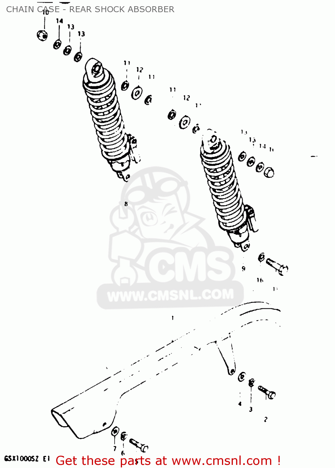 CHAIN CASE - REAR SHOCK ABSORBER GSX1000S 1982 (Z) GENERAL EXPORT (E01)