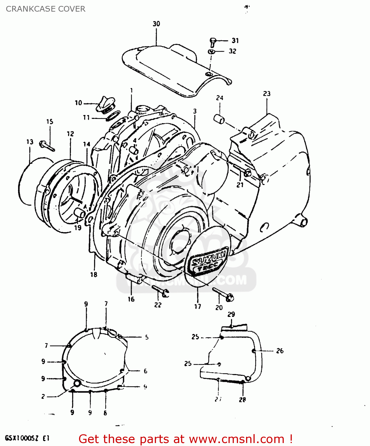 CRANKCASE COVER GSX1000S 1982 (Z) GENERAL EXPORT (E01)