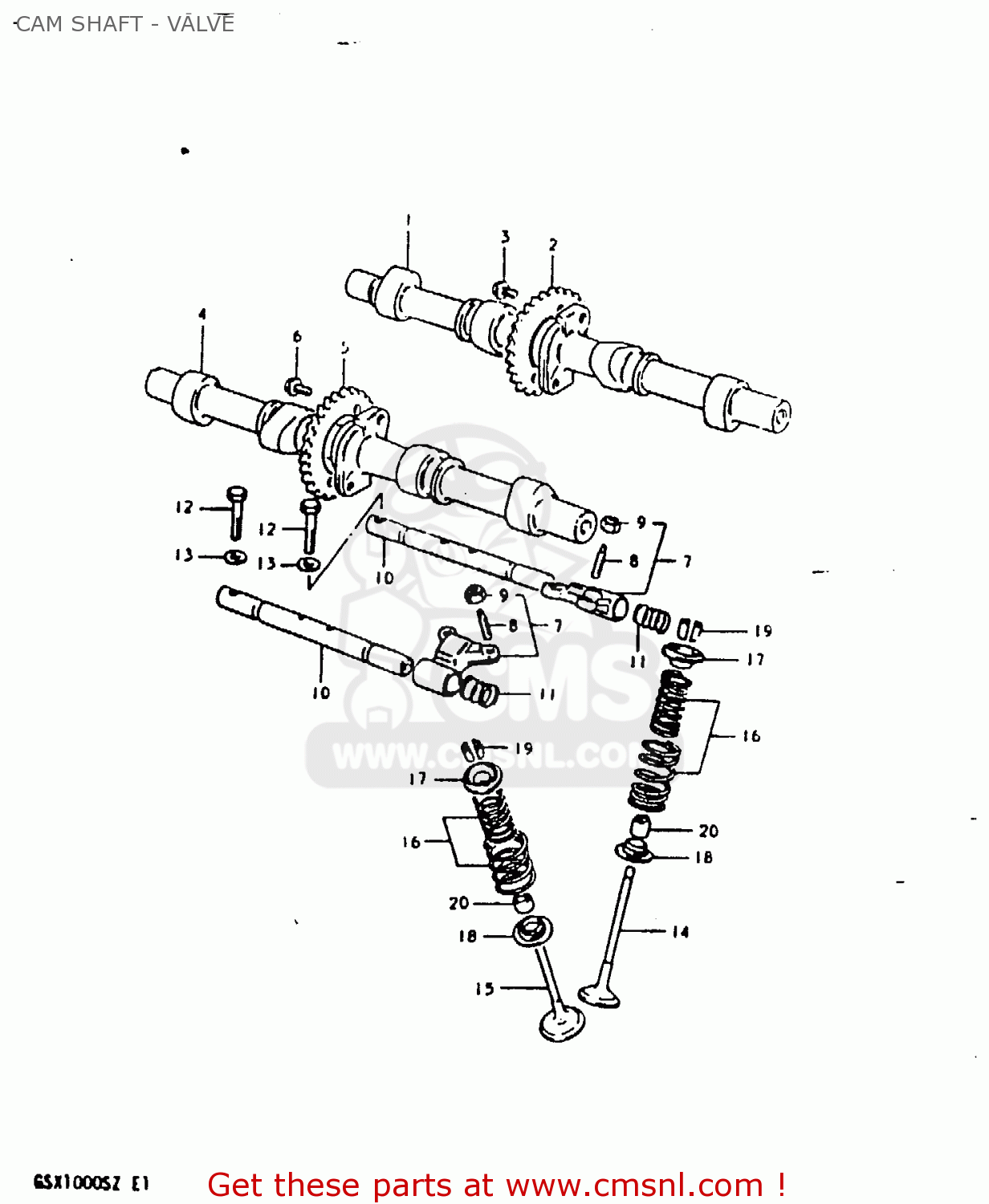 CAM SHAFT - VALVE GSX1000S 1982 (Z) GENERAL EXPORT (E01)