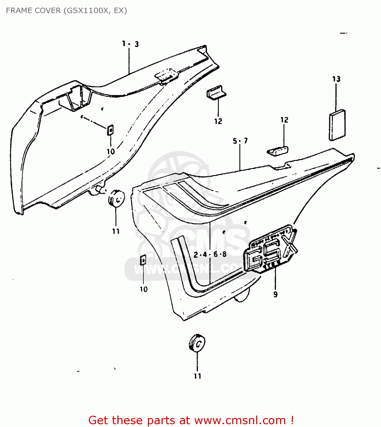FRAME COVER (GSX1100X, EX) GSX1100 1980 (T) GENERAL EXPORT (E01)