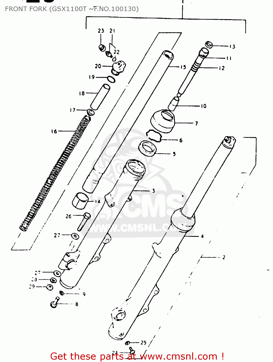 FRONT FORK (GSX1100T ~F.NO.100130) GSX1100 1980 (T) GENERAL EXPORT (E01)