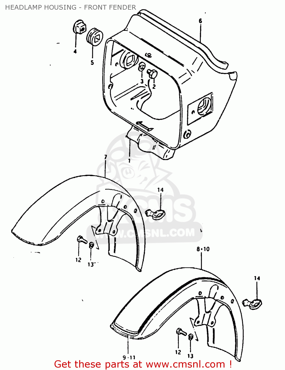 HEADLAMP HOUSING - FRONT FENDER GSX1100 1980 (T) GENERAL EXPORT (E01)