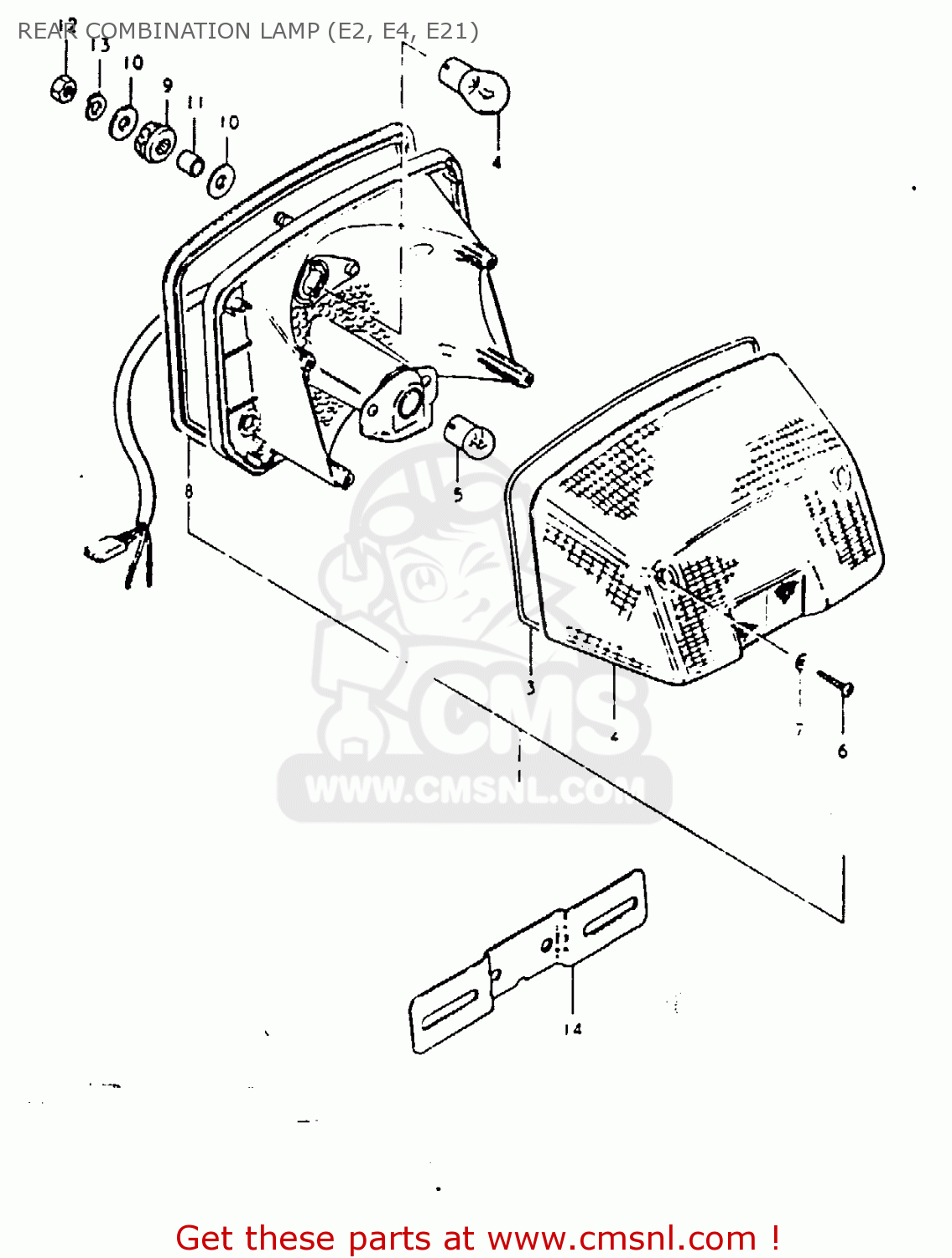 REAR COMBINATION LAMP (E2, E4, E21) GSX1100 1981 (X) GENERAL EXPORT (E01)