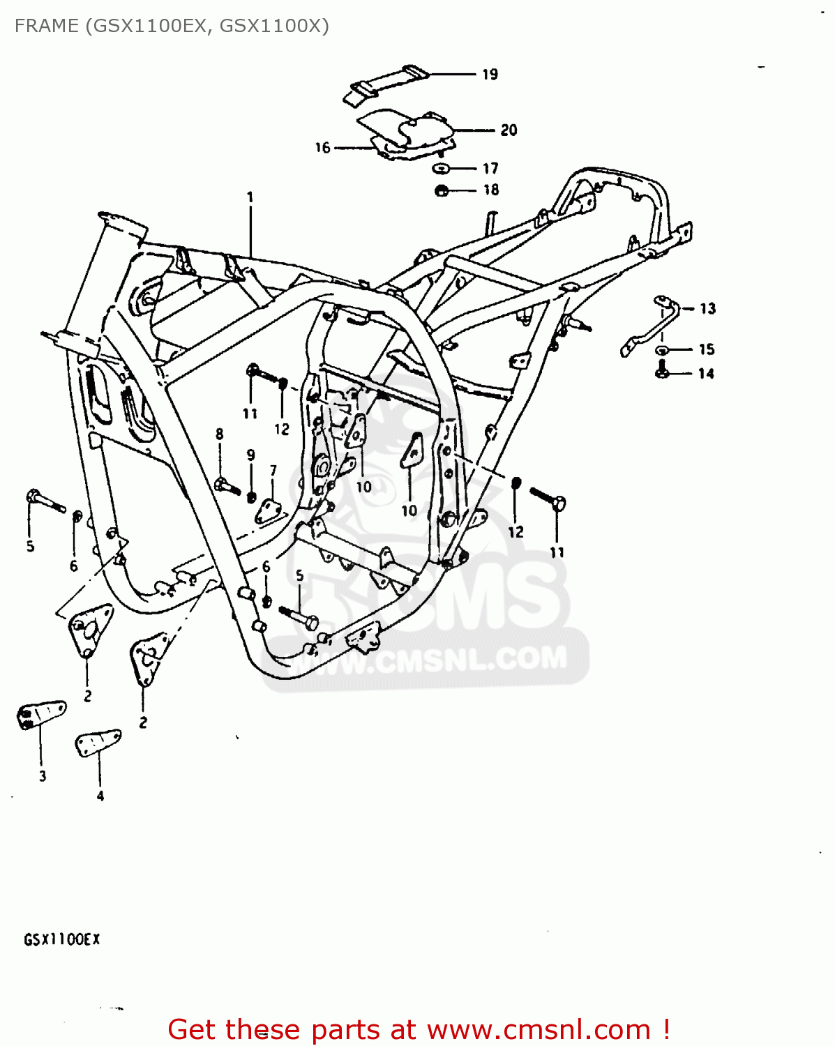 FRAME (GSX1100EX, GSX1100X) GSX1100 1981 (X) GENERAL EXPORT (E01)