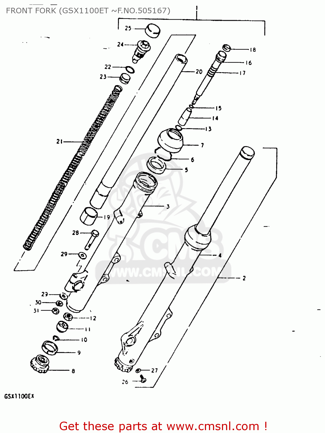 FRONT FORK (GSX1100ET ~F.NO.505167) GSX1100 1981 (X) GENERAL EXPORT (E01)