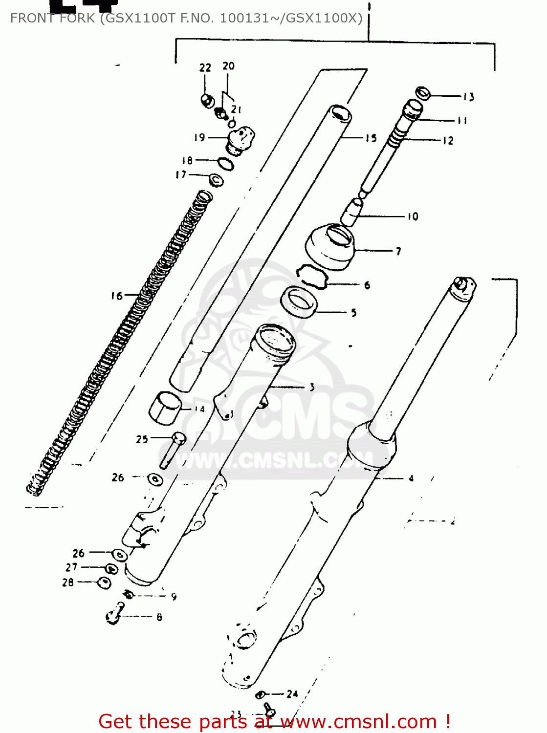 FRONT FORK (GSX1100T F.NO. 100131~/GSX1100X) GSX1100 1981 (X) GENERAL EXPORT (E01)