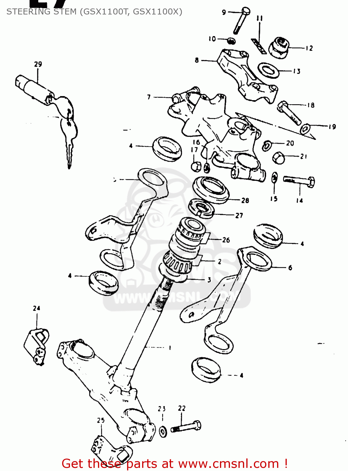 STEERING STEM (GSX1100T, GSX1100X) GSX1100 1981 (X) GENERAL EXPORT (E01)