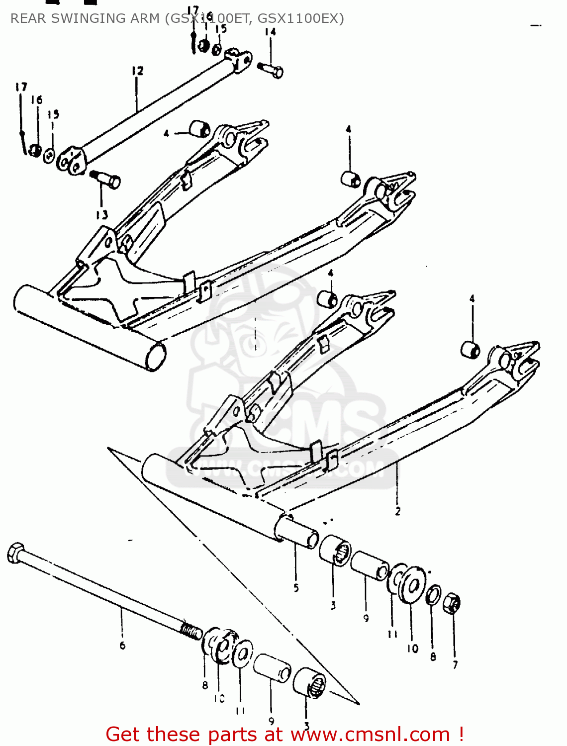 REAR SWINGING ARM (GSX1100ET, GSX1100EX) GSX1100 1981 (X) GENERAL EXPORT (E01)
