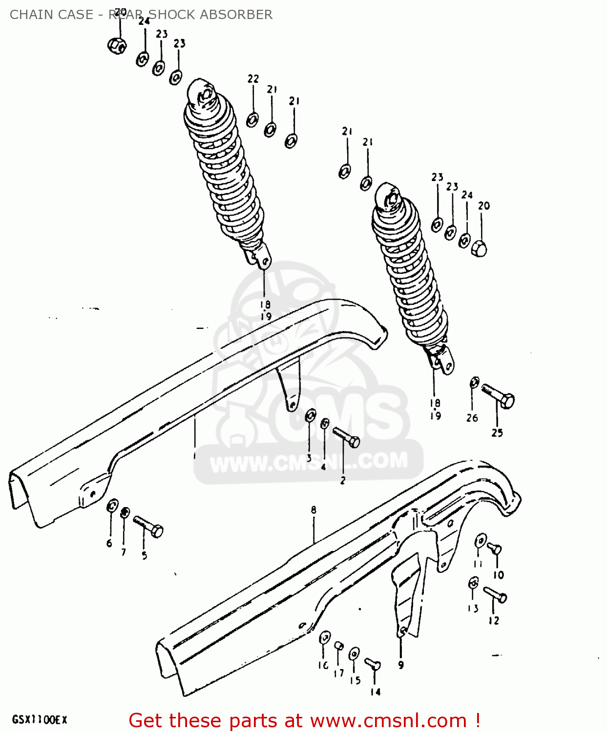 CHAIN CASE - REAR SHOCK ABSORBER GSX1100 1981 (X) GENERAL EXPORT (E01)