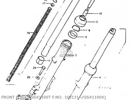 FRONT FORK (GSX1100T F.NO. 100131~/GSX1100X) - GSX1100 1981 (X) GENERAL EXPORT (E01)