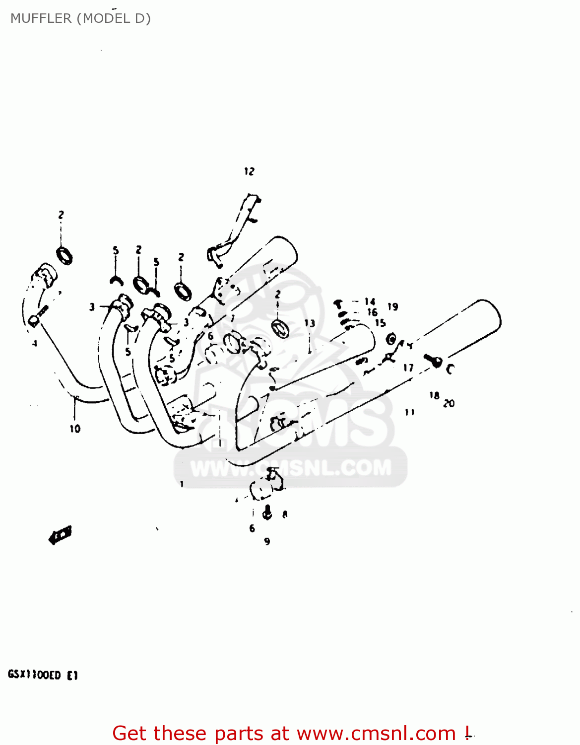 MUFFLER (MODEL D) GSX1100 1982 (Z) GENERAL EXPORT UNITED KINGDOM (E01 E02)