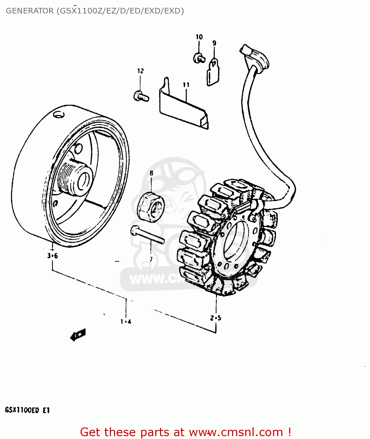 GENERATOR (GSX1100Z/EZ/D/ED/EXD/EXD) GSX1100 1982 (Z) GENERAL EXPORT UNITED KINGDOM (E01 E02)
