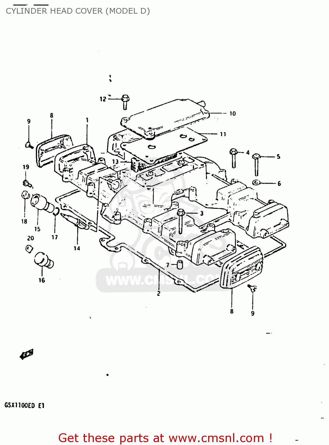 CYLINDER HEAD COVER (MODEL D) GSX1100 1982 (Z) GENERAL EXPORT UNITED KINGDOM (E01 E02)