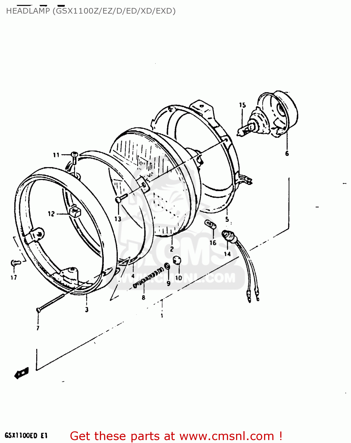 HEADLAMP (GSX1100Z/EZ/D/ED/XD/EXD) GSX1100 1982 (Z) GENERAL EXPORT UNITED KINGDOM (E01 E02)