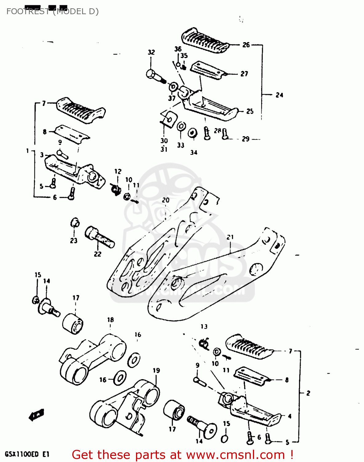 FOOTREST (MODEL D) GSX1100 1982 (Z) GENERAL EXPORT UNITED KINGDOM (E01 E02)