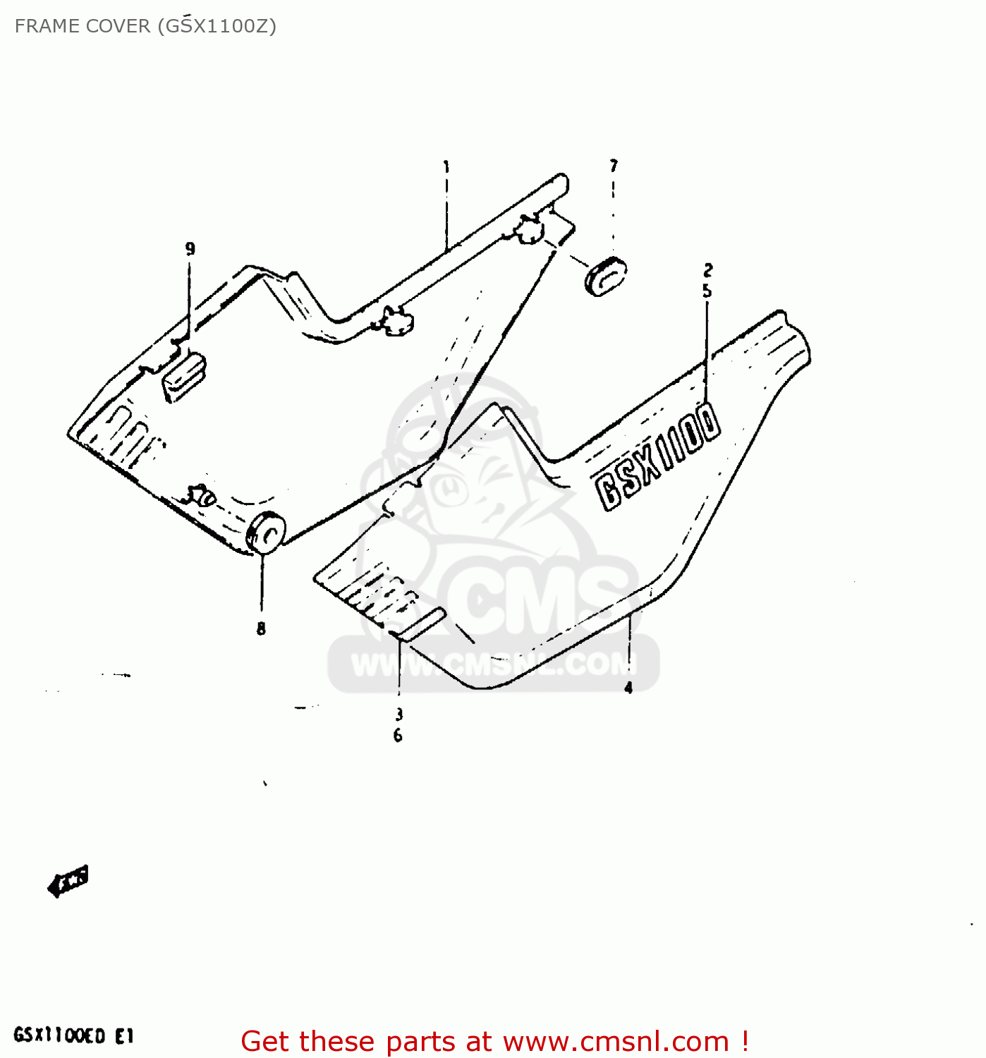 FRAME COVER (GSX1100Z) GSX1100 1982 (Z) GENERAL EXPORT UNITED KINGDOM (E01 E02)