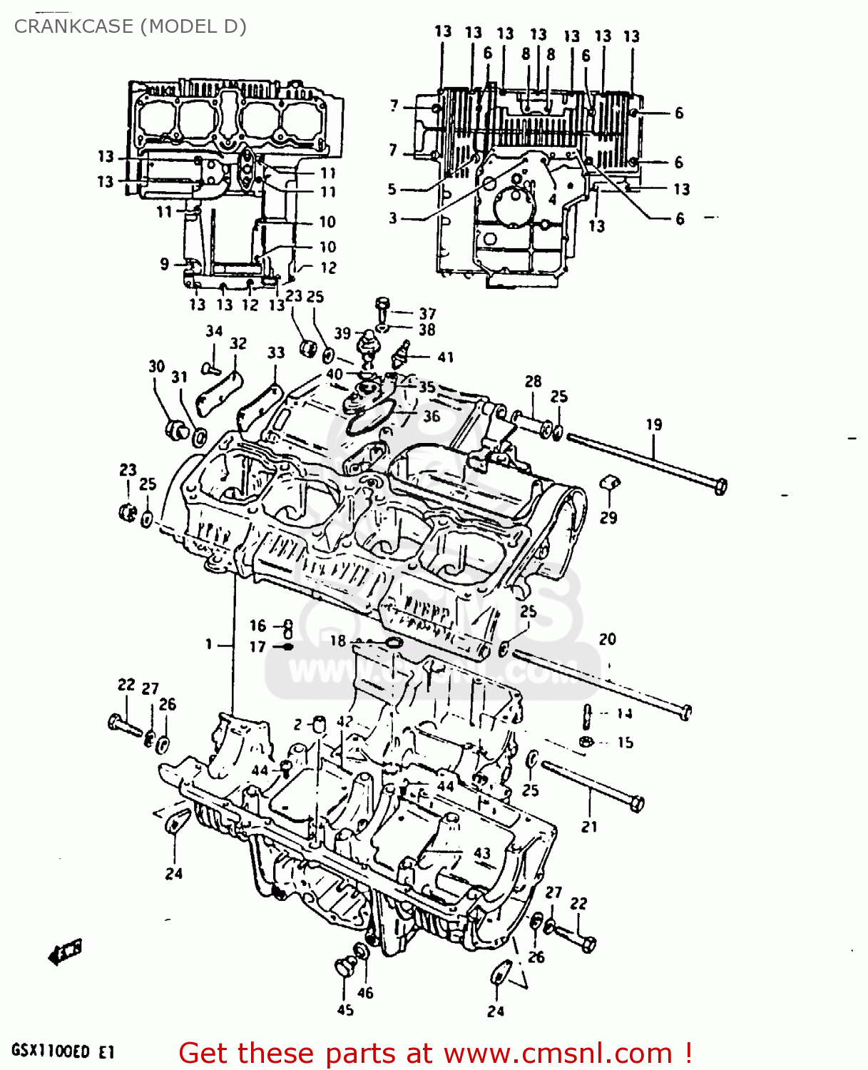 CRANKCASE (MODEL D) GSX1100 1982 (Z) GENERAL EXPORT UNITED KINGDOM (E01 E02)