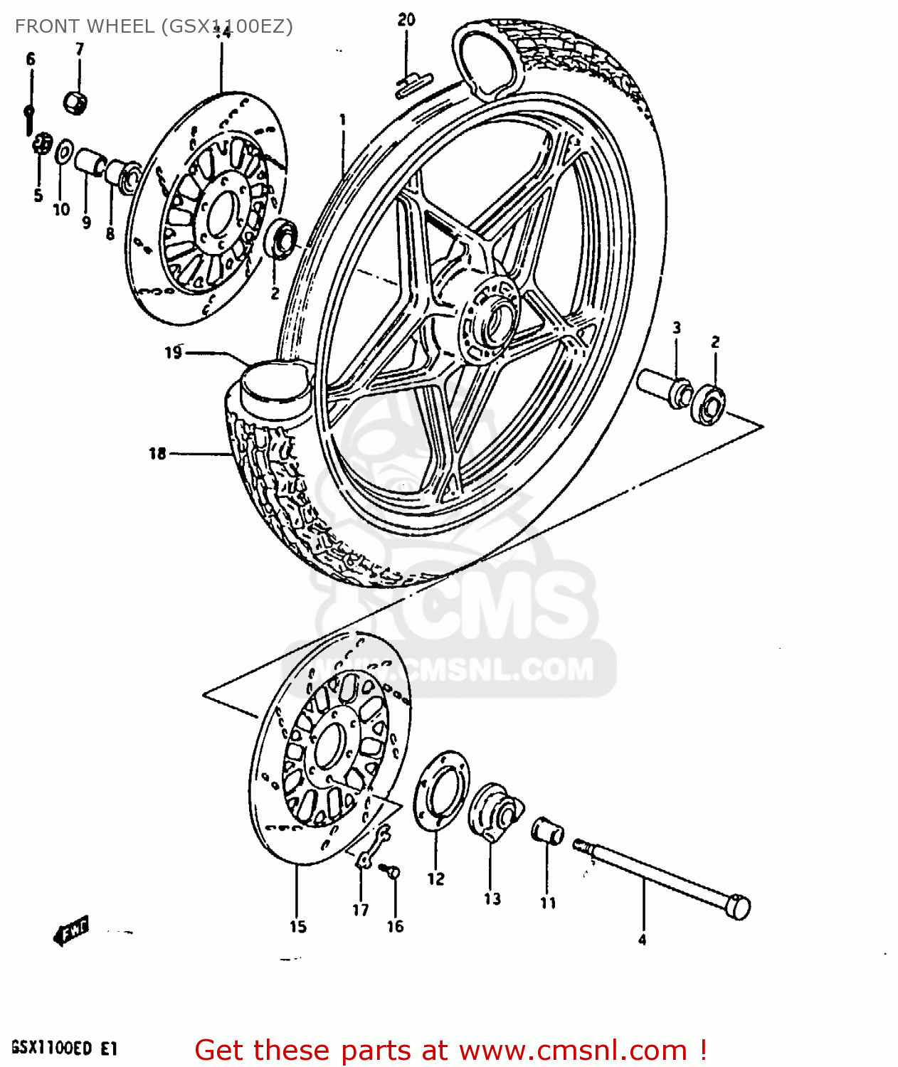 FRONT WHEEL (GSX1100EZ) GSX1100 1982 (Z) GENERAL EXPORT UNITED KINGDOM (E01 E02)