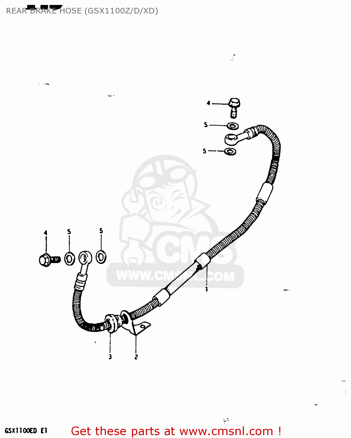 REAR BRAKE HOSE (GSX1100Z/D/XD) GSX1100 1982 (Z) GENERAL EXPORT UNITED KINGDOM (E01 E02)