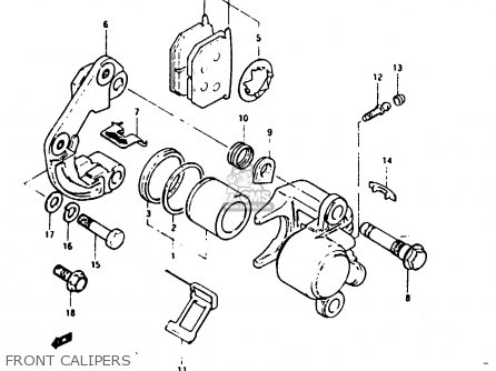 FRONT CALIPERS - GSX1100 1982 (Z) GENERAL EXPORT UNITED KINGDOM (E01 E02)