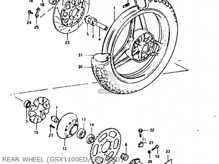 REAR WHEEL (GSX1100ED/EXD/ESD) - GSX1100 1982 (Z) GENERAL EXPORT UNITED KINGDOM (E01 E02)