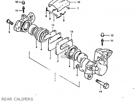 REAR CALIPERS - GSX1100 1982 (Z) GENERAL EXPORT UNITED KINGDOM (E01 E02)