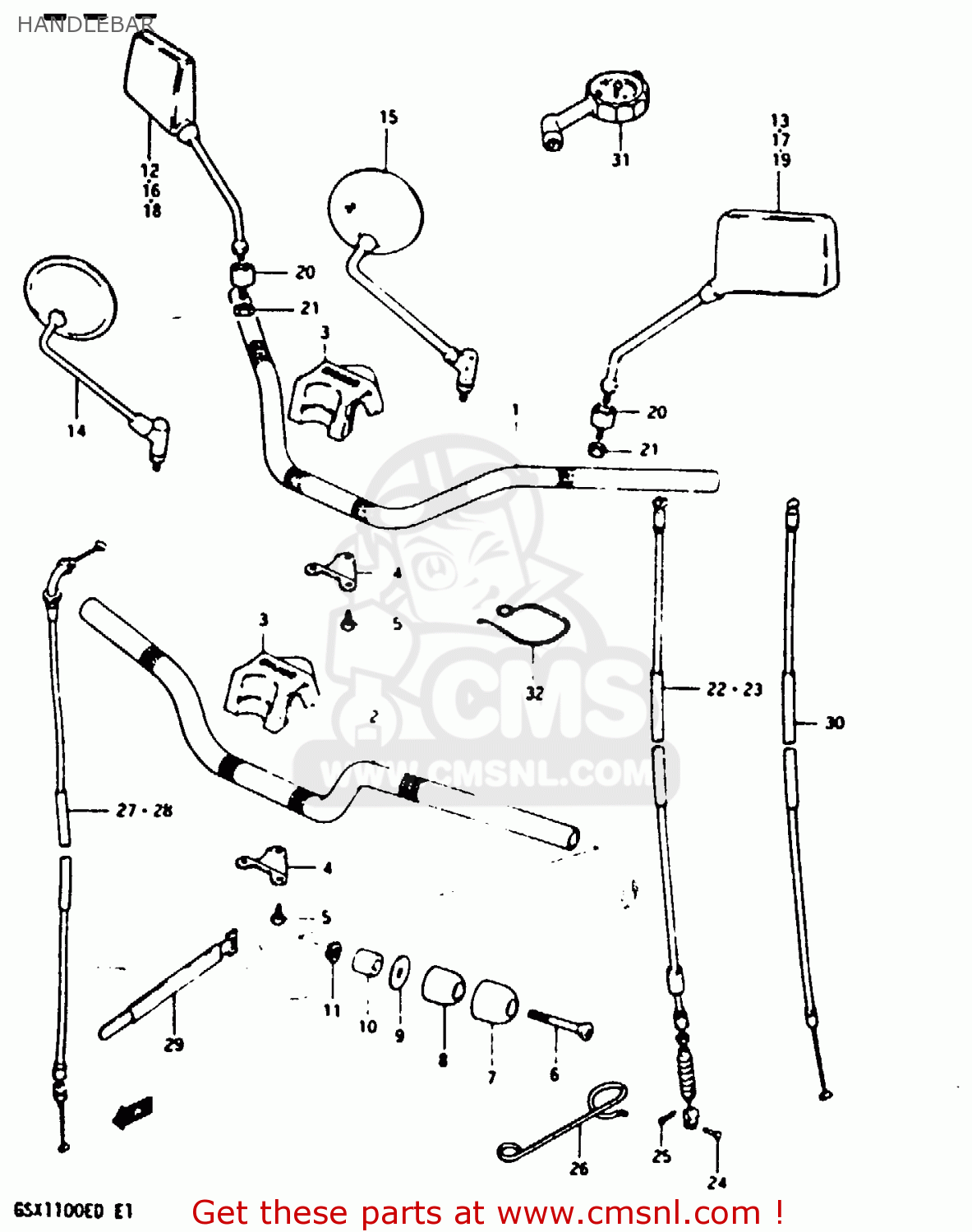 HANDLEBAR GSX1100 1983 (D) GENERAL EXPORT UNITED KINGDOM (E01 E02)