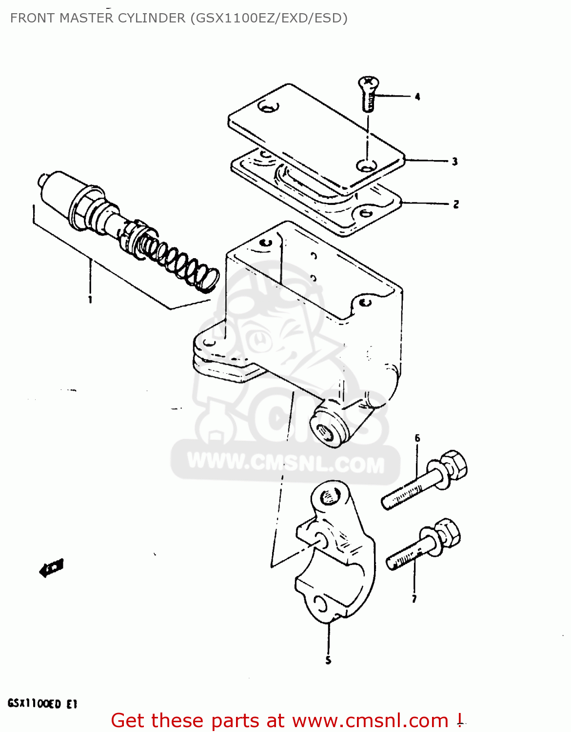 FRONT MASTER CYLINDER (GSX1100EZ/EXD/ESD) GSX1100 1983 (D) GENERAL EXPORT UNITED KINGDOM (E01 E02)