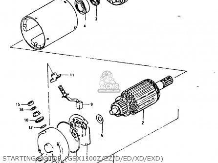 STARTING MOTOR (GSX1100Z/EZ/D/ED/XD/EXD) - GSX1100 1983 (D) GENERAL EXPORT UNITED KINGDOM (E01 E02)