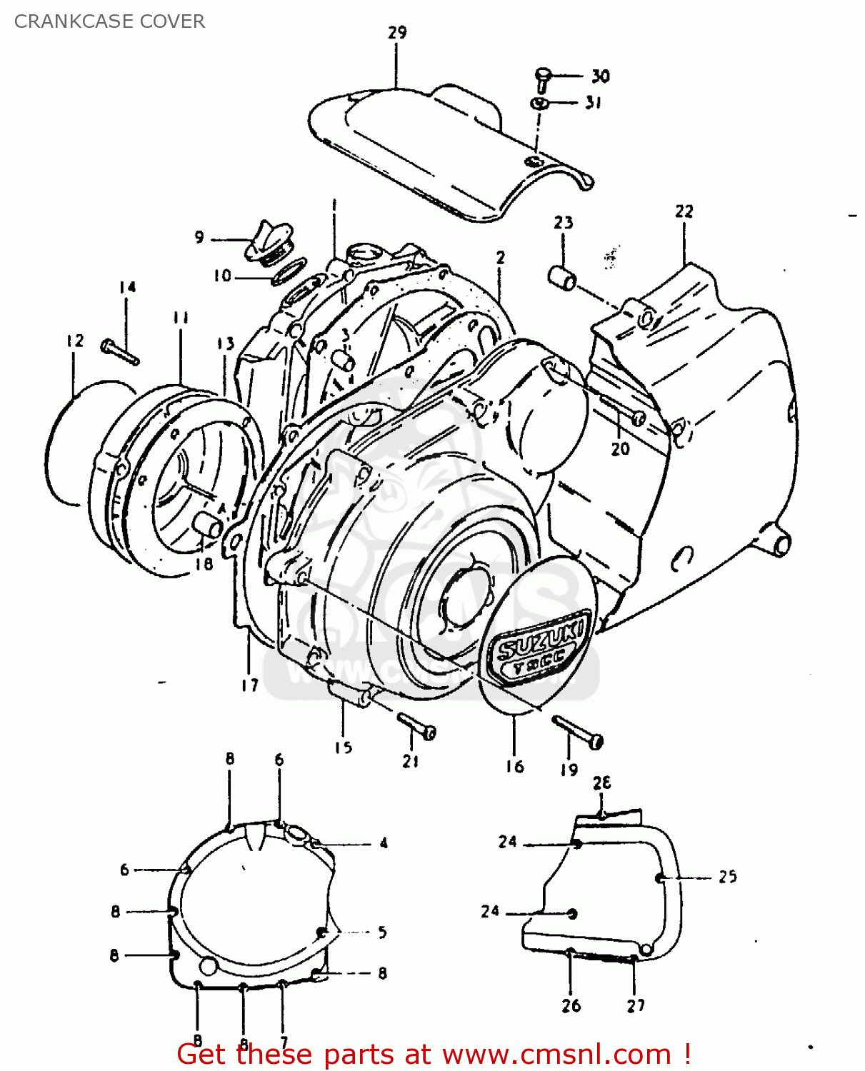 CRANKCASE COVER GSX1100E 1980 (T) GENERAL EXPORT (E01)
