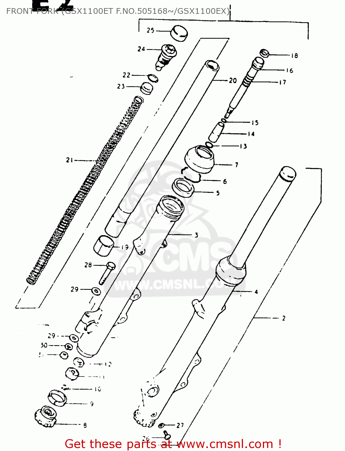 FRONT FORK (GSX1100ET F.NO.505168~/GSX1100EX) GSX1100E 1980 (T) GENERAL EXPORT (E01)