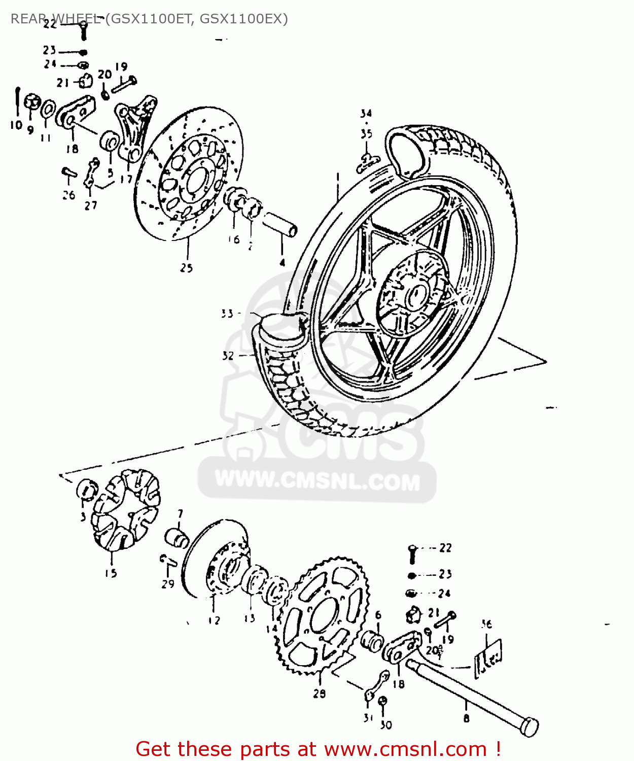 REAR WHEEL (GSX1100ET, GSX1100EX) GSX1100E 1980 (T) GENERAL EXPORT (E01)