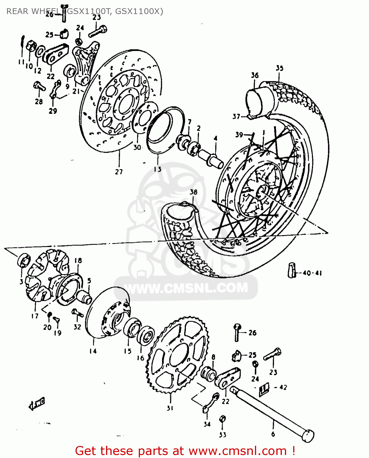 REAR WHEEL (GSX1100T, GSX1100X) GSX1100E 1980 (T) GENERAL EXPORT (E01)